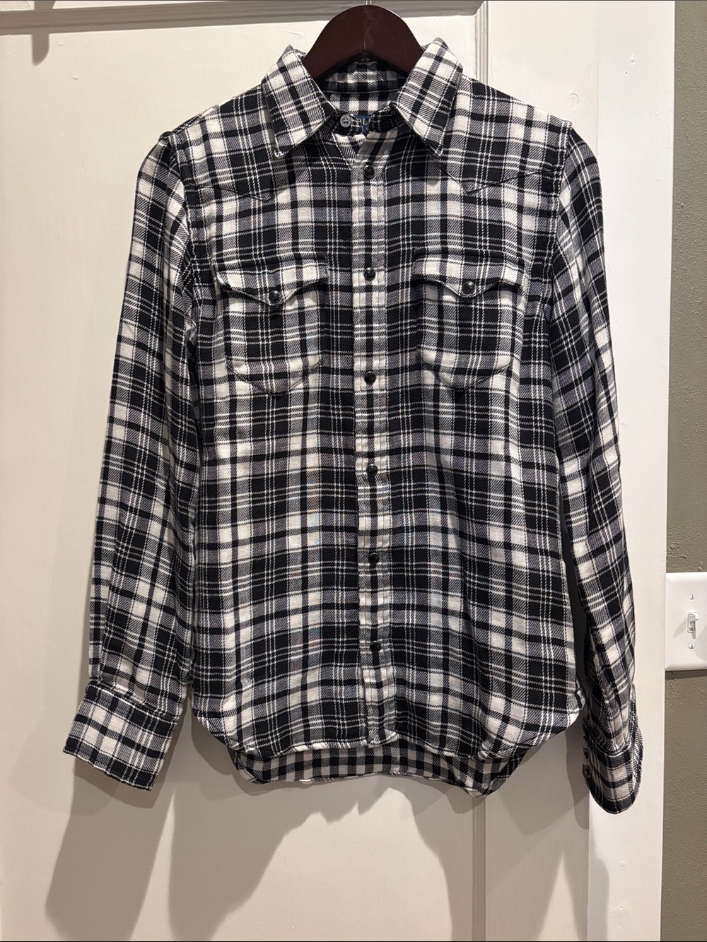 Ralph Lauren Black and White Plaid Button-Down Shirt